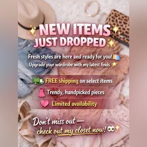 New Items Just Dropped Graphic - Pink & Cream Promotional Image